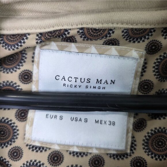 Mens Cactus Man Ricky Singh Beige Full Zip Hoodie Sweatshirt Cotton Blend Size S - Picture 2 of 9